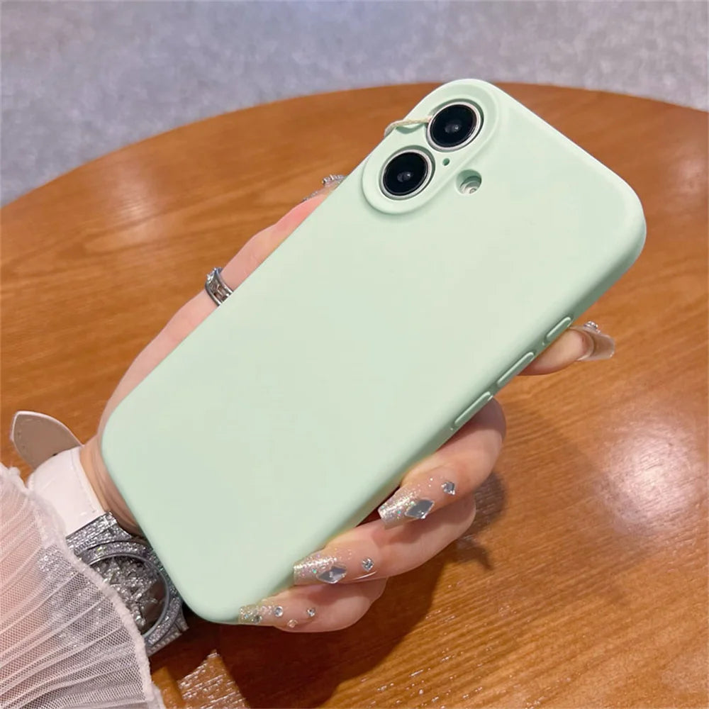 Original Liquid Soft Silicone Phone Case For iPhone 16 15 14 12 13 Pro Max Plus Camera Protection Shockproof Bumper Back Cover