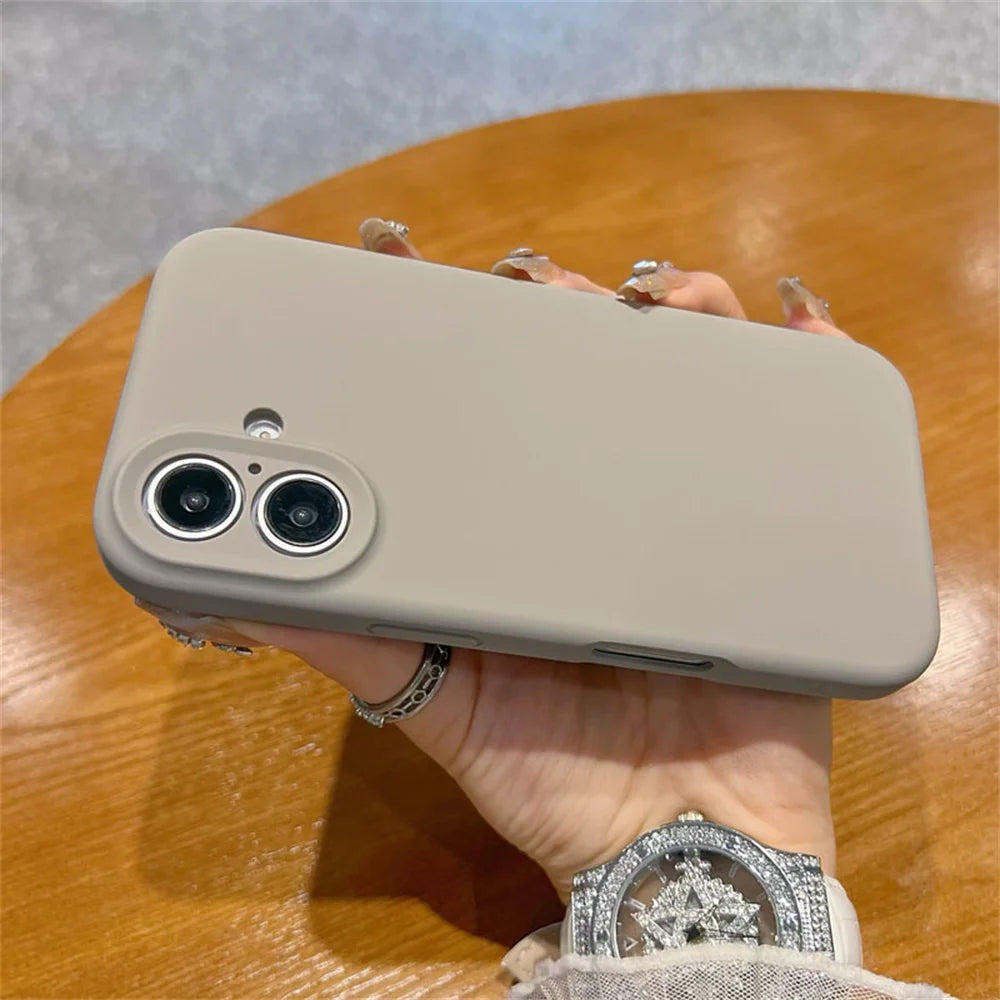 Original Liquid Soft Silicone Phone Case For iPhone 16 15 14 12 13 Pro Max Plus Camera Protection Shockproof Bumper Back Cover