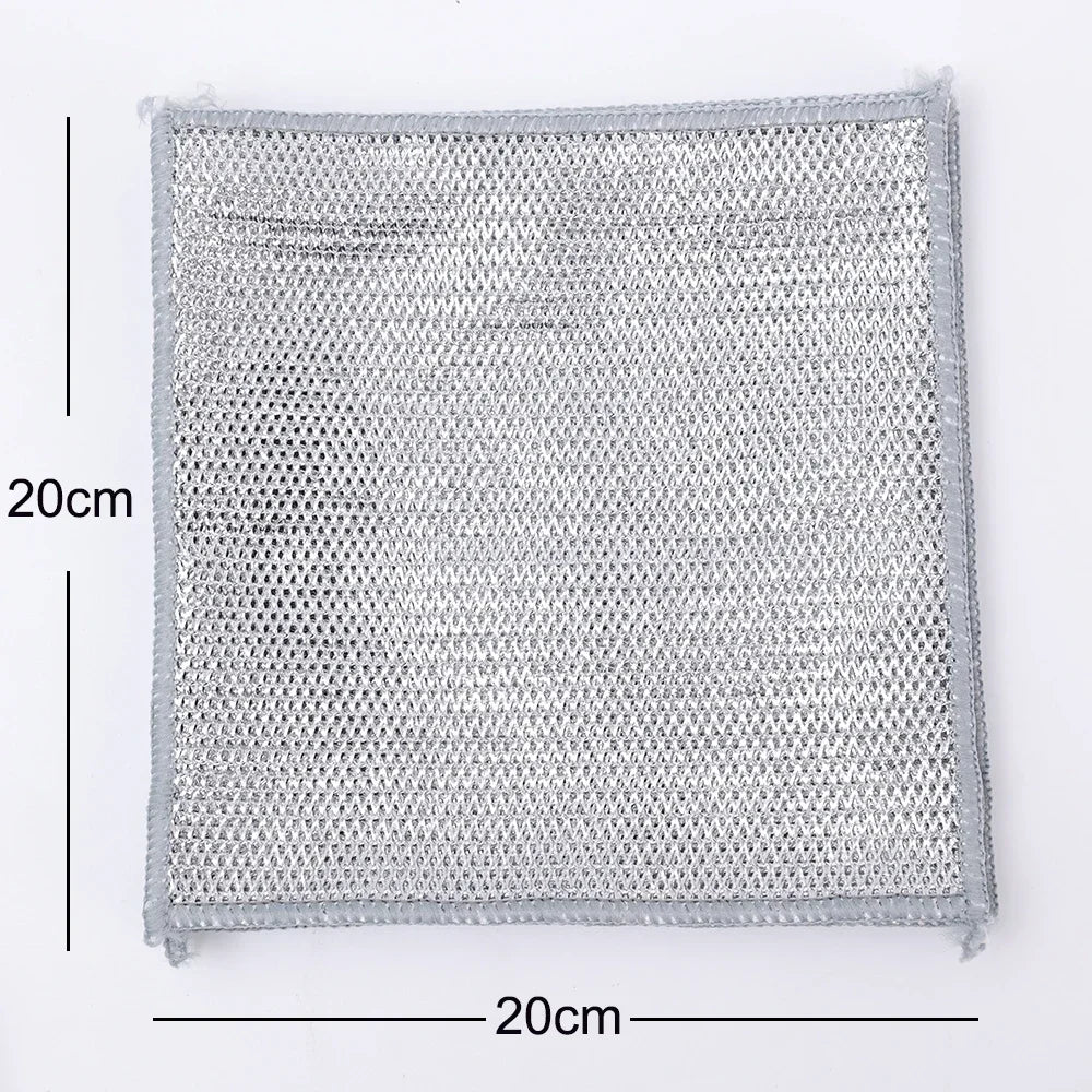 20/2pcs Steel Wire Cleaning Cloth Single-layer Double-layer Non -stick Oil Iron Dishrag Kitchen Pan Pot Dishes Cloths Rags