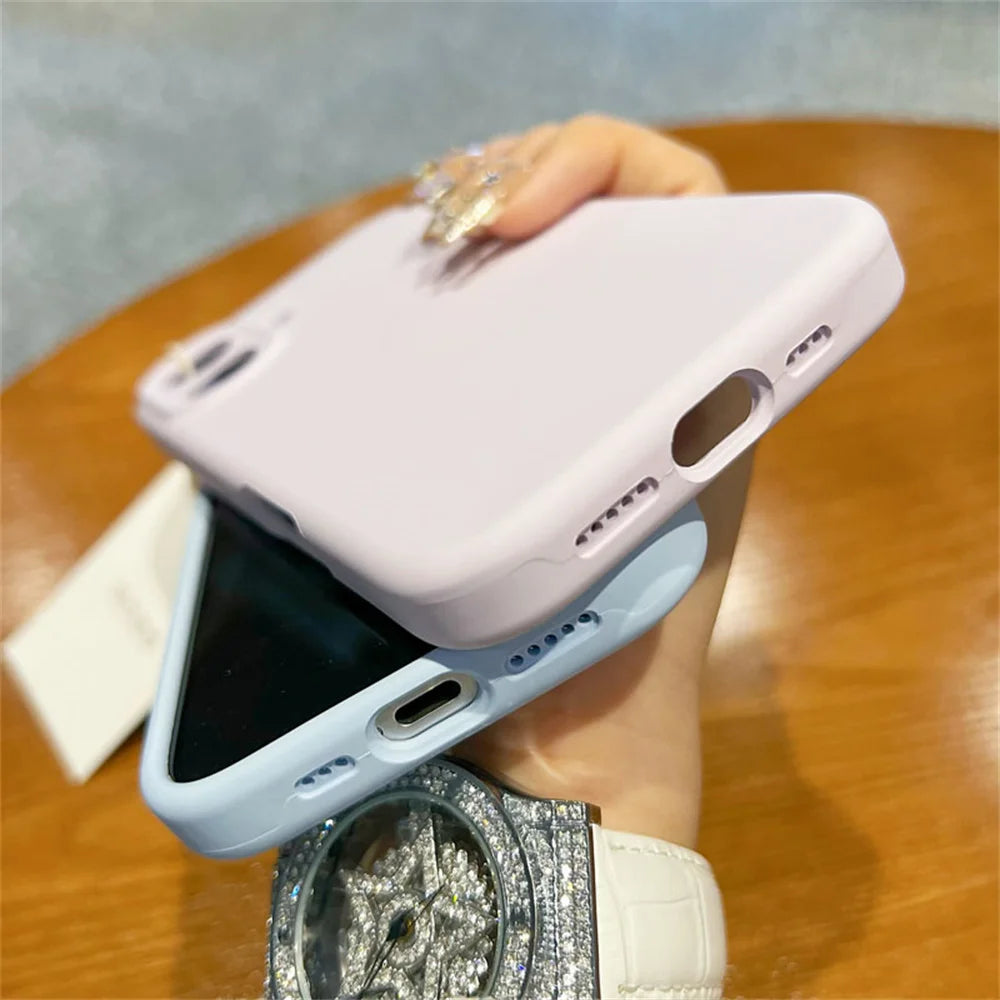 Original Liquid Soft Silicone Phone Case For iPhone 16 15 14 12 13 Pro Max Plus Camera Protection Shockproof Bumper Back Cover
