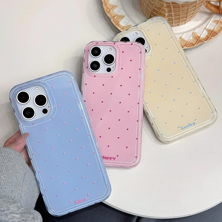 Luxury Ins Candy Color Polka Dot Case for iPhone 12 13 14 15 16 17 Pro Max Air 16Pro Wave Point Soft Silicone Ultra Slim Cover