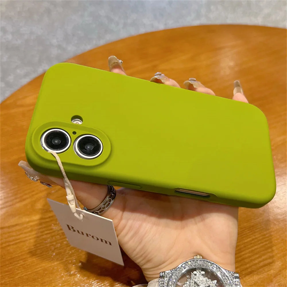 Original Liquid Soft Silicone Phone Case For iPhone 16 15 14 12 13 Pro Max Plus Camera Protection Shockproof Bumper Back Cover