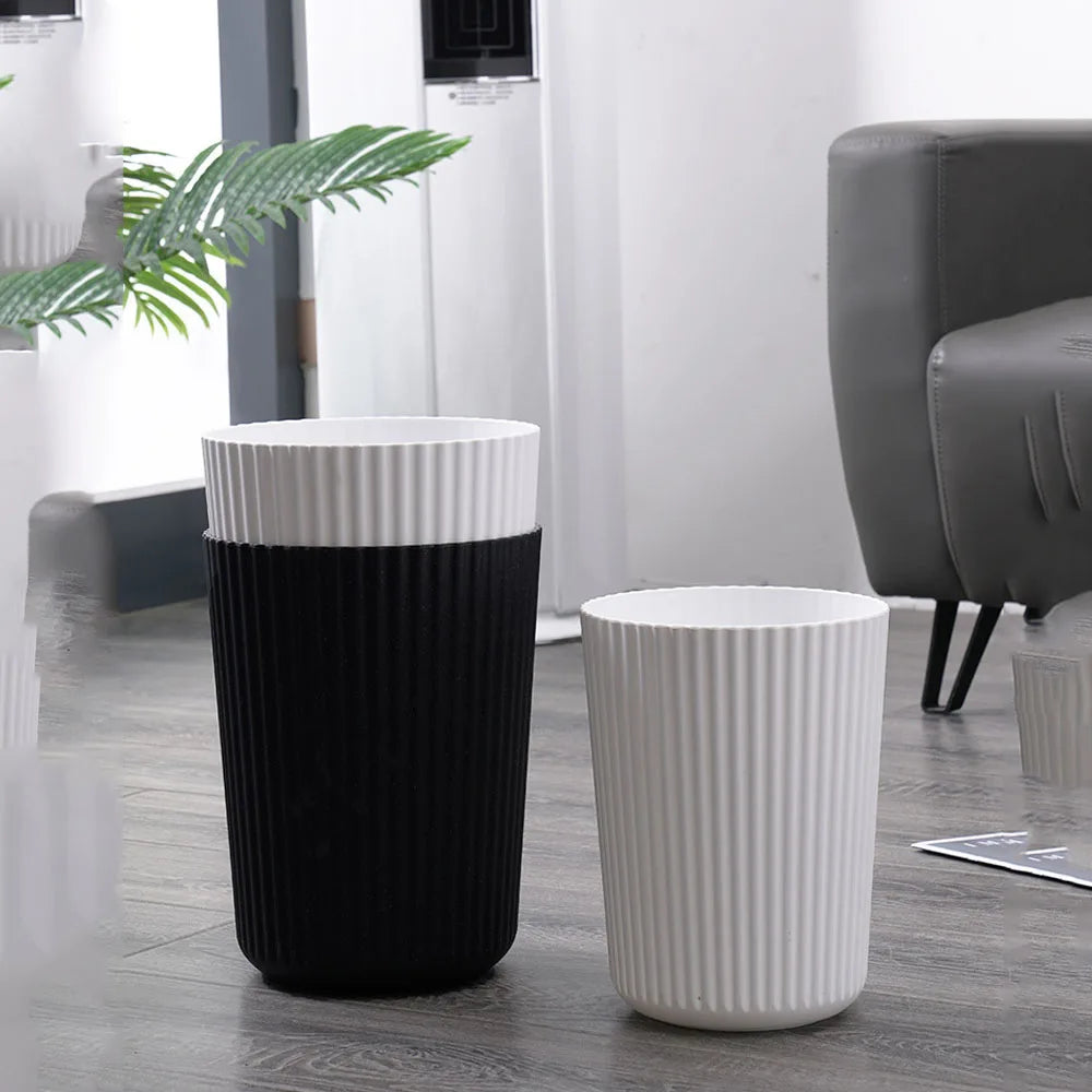 Trash Can Plastic Wastebasket Round Garbage Container Bin for Bathroom Kitchen Bedroom Home Office College Dorm