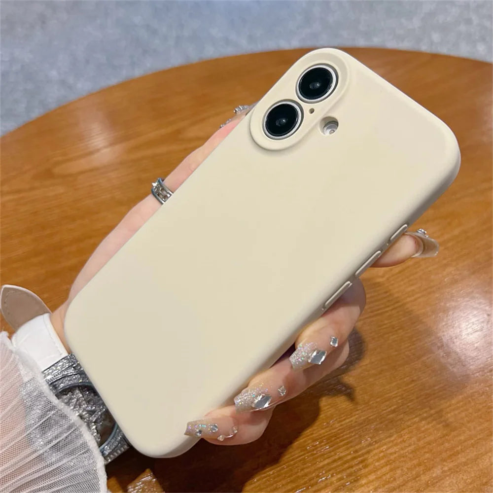 Original Liquid Soft Silicone Phone Case For iPhone 16 15 14 12 13 Pro Max Plus Camera Protection Shockproof Bumper Back Cover