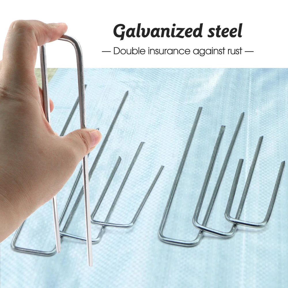 10-50PCS Landscape Staples 10-30cm Gauge Stake Galvanized Garden Staple U-Shaped Pins for Sod Anchoring Fabric Irrigation Tubing