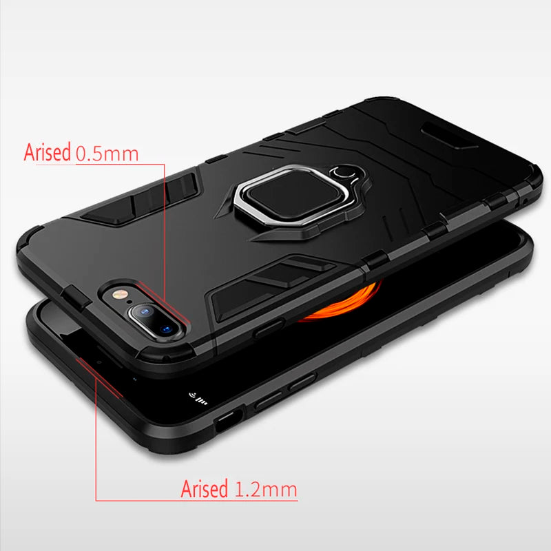 For Xiaomi Mi 8 Case Armor PC Cover TPU Rim Finger Ring Holder Phone Case on For Mi 8  Cover Full Protection Bumper