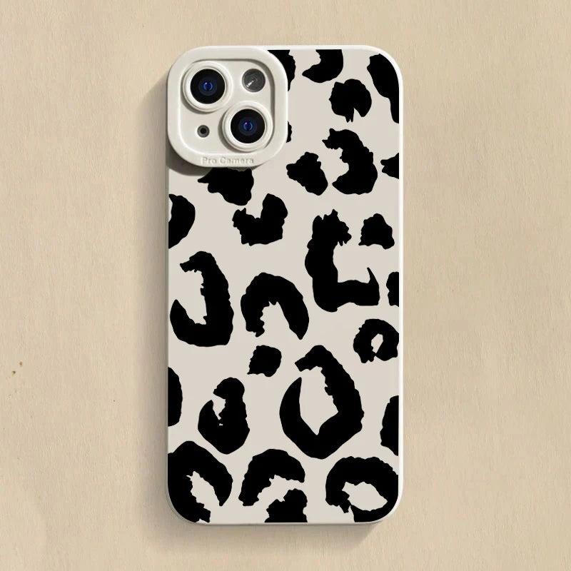 Black Leopard Print Silicone Phone Case For Samsung Galaxy A16 A14 A13 A34 A54 A33 S25 S24 S23 Ultra S22 Plus S21 FE Soft Cover
