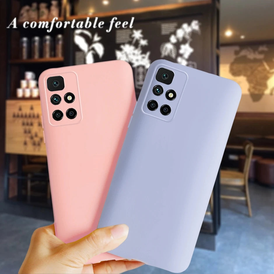 6.5" Solid Color Phone Case For Xiaomi Redmi 10 Pink Purple Black Soft Silicone Case For Redmi 10 Redmi10 21061119