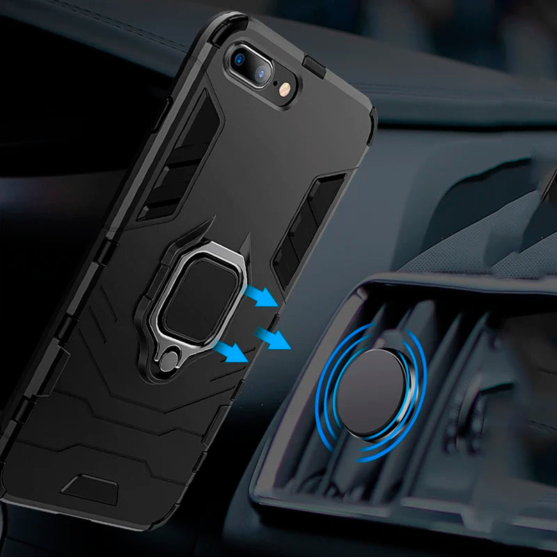 For Xiaomi Mi 8 Case Armor PC Cover TPU Rim Finger Ring Holder Phone Case on For Mi 8  Cover Full Protection Bumper