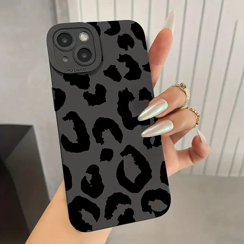 Black Leopard Print Silicone Phone Case For Samsung Galaxy A16 A14 A13 A34 A54 A33 S25 S24 S23 Ultra S22 Plus S21 FE Soft Cover