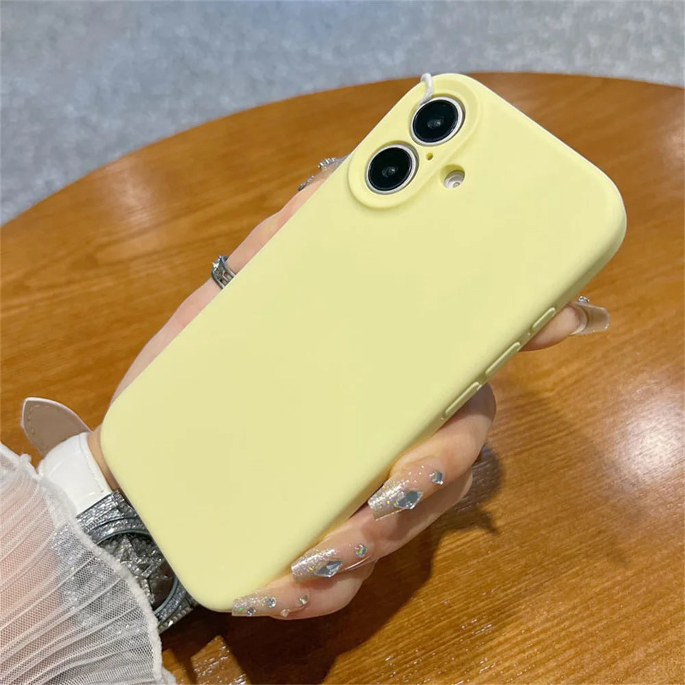 Original Liquid Soft Silicone Phone Case For iPhone 16 15 14 12 13 Pro Max Plus Camera Protection Shockproof Bumper Back Cover