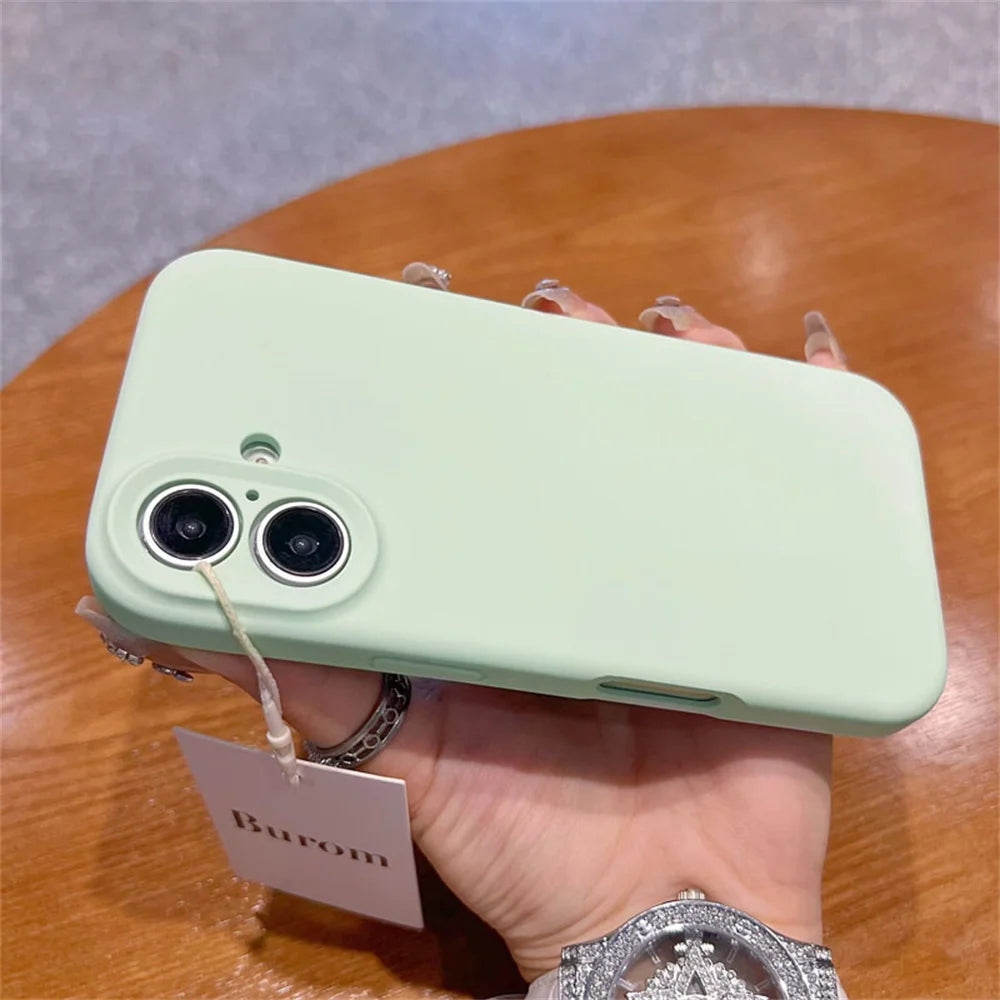 Original Liquid Soft Silicone Phone Case For iPhone 16 15 14 12 13 Pro Max Plus Camera Protection Shockproof Bumper Back Cover