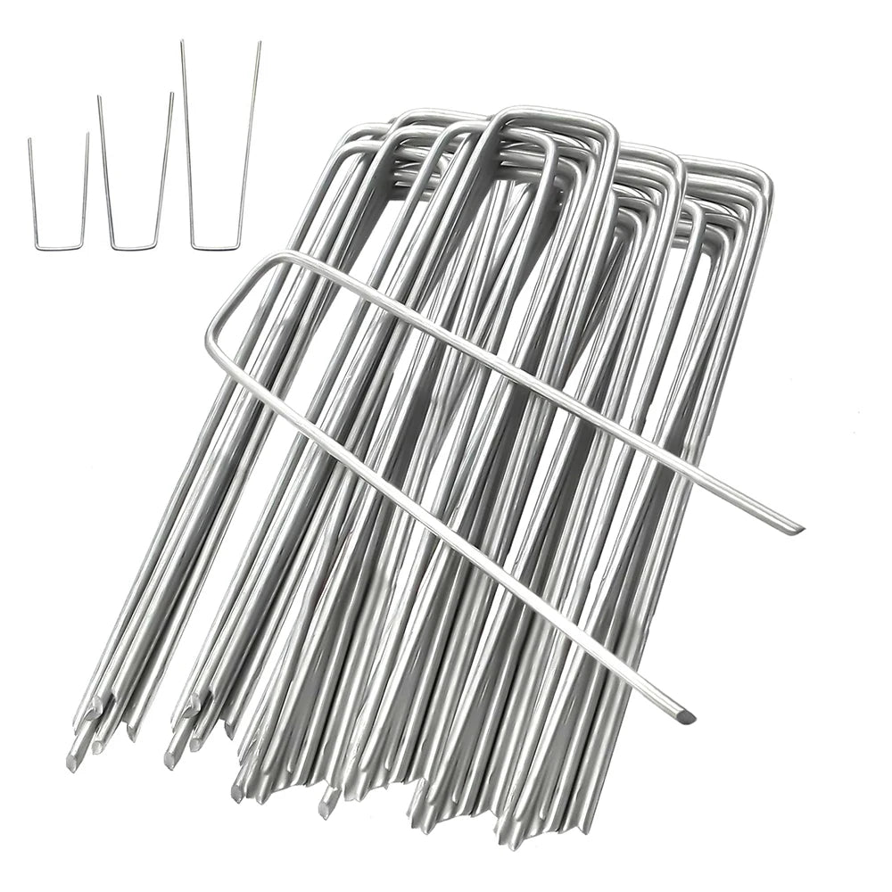 10-50PCS Landscape Staples 10-30cm Gauge Stake Galvanized Garden Staple U-Shaped Pins for Sod Anchoring Fabric Irrigation Tubing