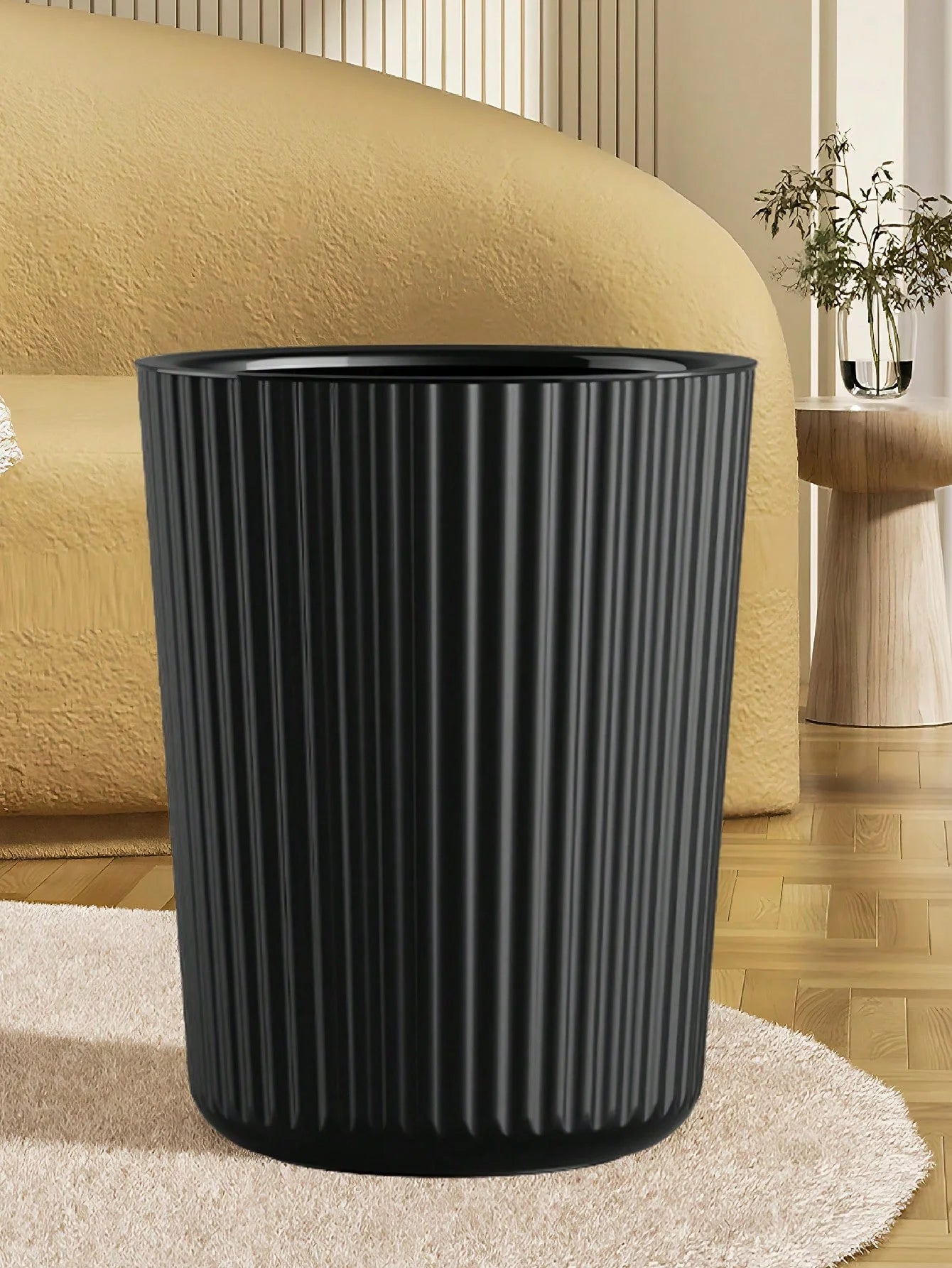 Trash Can Plastic Wastebasket Round Garbage Container Bin for Bathroom Kitchen Bedroom Home Office College Dorm