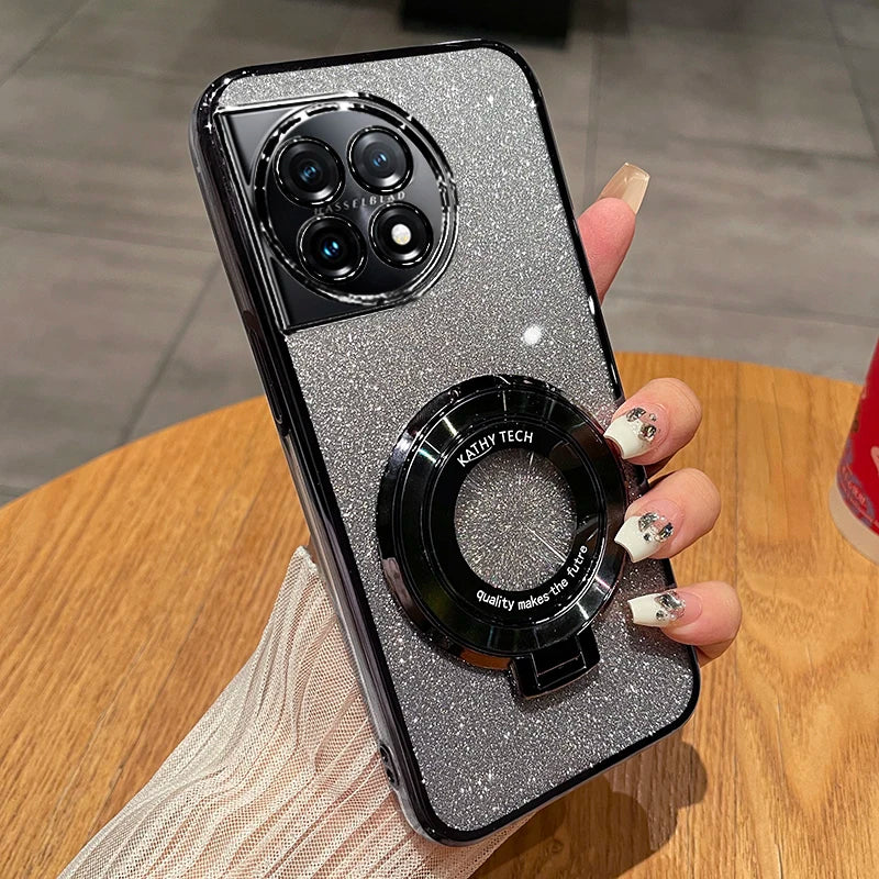 Luxury Magnetic Suction Stand Phone Case for Oneplus ACE 3 2 V 12 11 R 10 PRO 9 8 T Anti Drop Magnetic Suction Bracket Shell