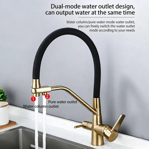 360 Rotate 3-in-1 Kitchen Sink Faucet Water Filter Tap Purification Mixer for Hot Cold and Purified Drinking Water