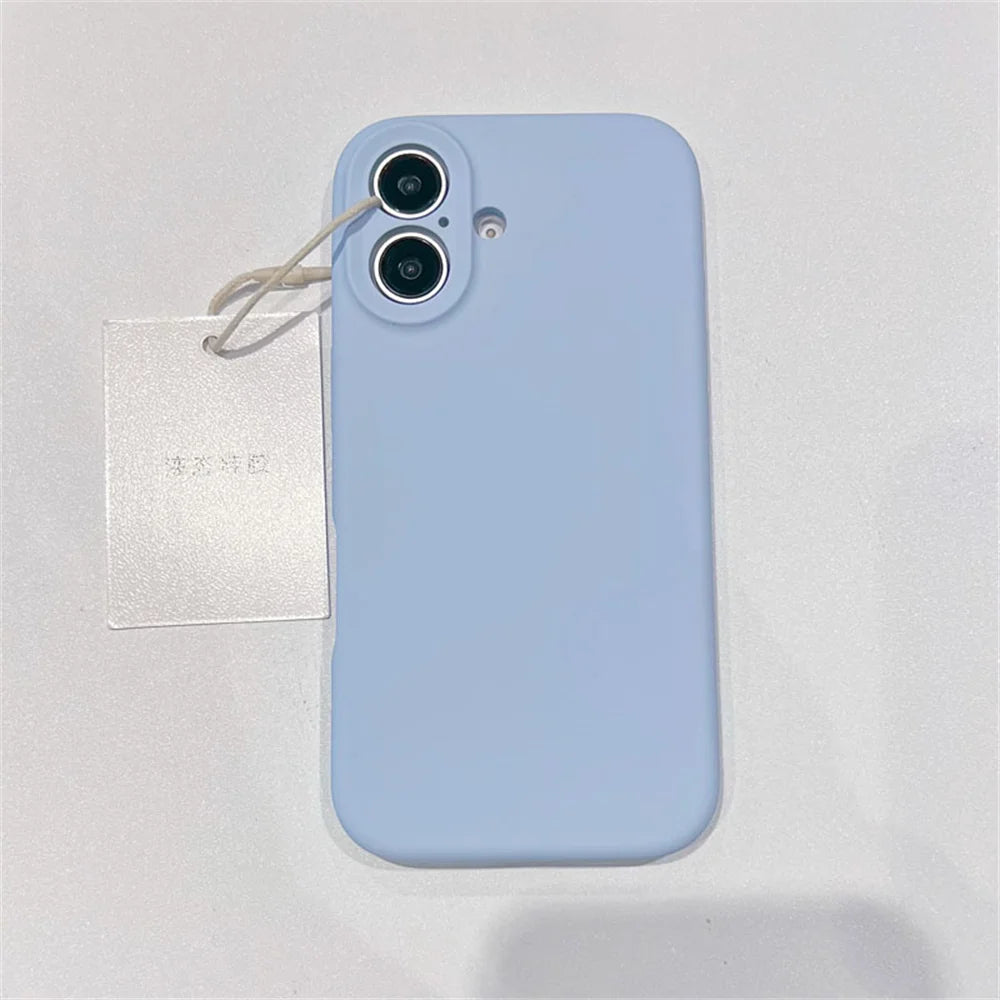 Original Liquid Soft Silicone Phone Case For iPhone 16 15 14 12 13 Pro Max Plus Camera Protection Shockproof Bumper Back Cover