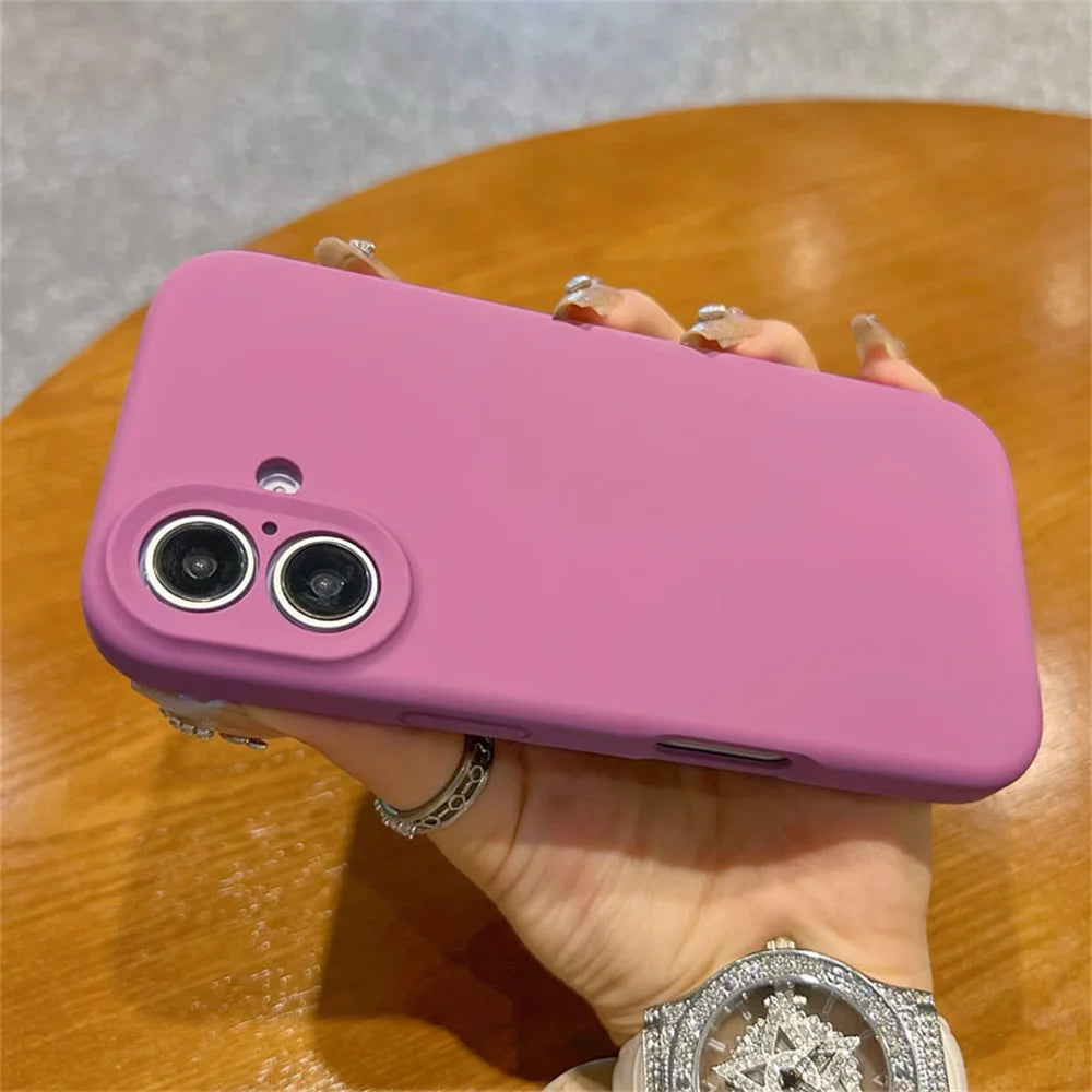 Original Liquid Soft Silicone Phone Case For iPhone 16 15 14 12 13 Pro Max Plus Camera Protection Shockproof Bumper Back Cover