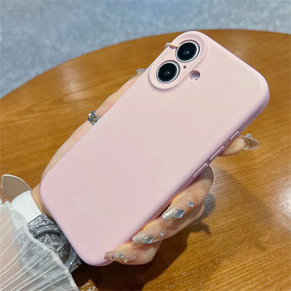 Original Liquid Soft Silicone Phone Case For iPhone 16 15 14 12 13 Pro Max Plus Camera Protection Shockproof Bumper Back Cover