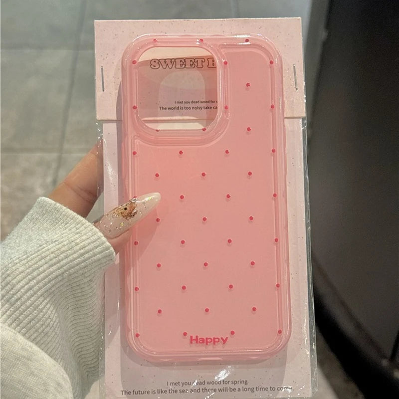Luxury Ins Candy Color Polka Dot Case for iPhone 12 13 14 15 16 17 Pro Max Air 16Pro Wave Point Soft Silicone Ultra Slim Cover