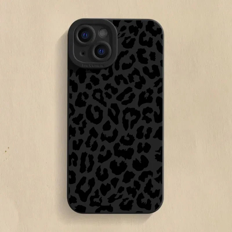Black Leopard Print Silicone Phone Case For Samsung Galaxy A16 A14 A13 A34 A54 A33 S25 S24 S23 Ultra S22 Plus S21 FE Soft Cover