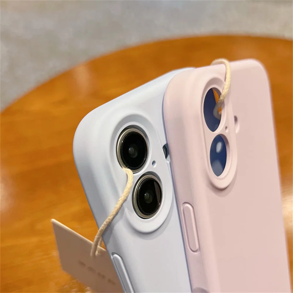 Original Liquid Soft Silicone Phone Case For iPhone 16 15 14 12 13 Pro Max Plus Camera Protection Shockproof Bumper Back Cover