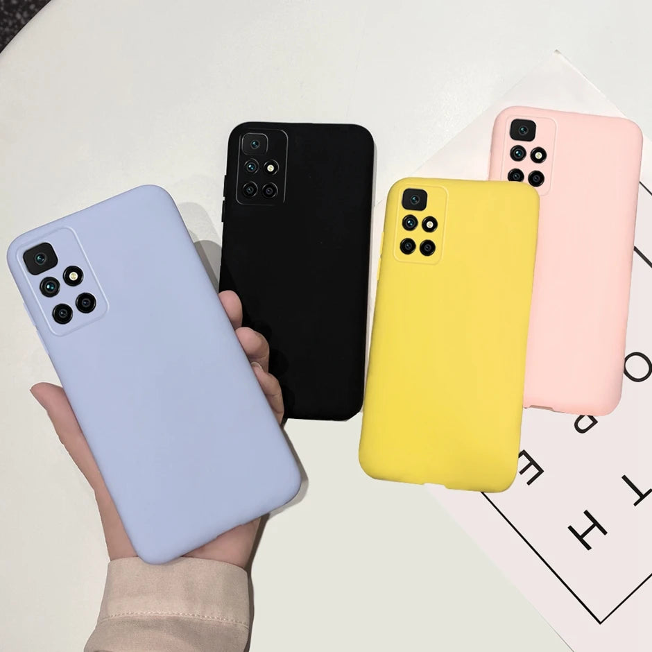 6.5" Solid Color Phone Case For Xiaomi Redmi 10 Pink Purple Black Soft Silicone Case For Redmi 10 Redmi10 21061119